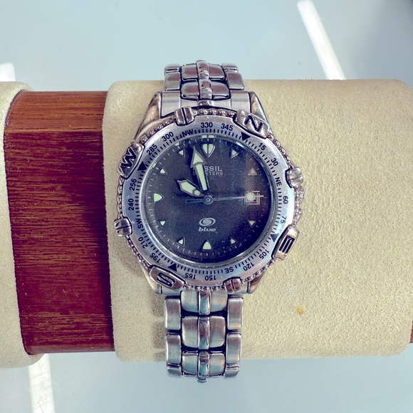 Fossil Accessories - Fossil Blue Watch Unisex Diving Classic Silver Tone Stainless Steel new battery